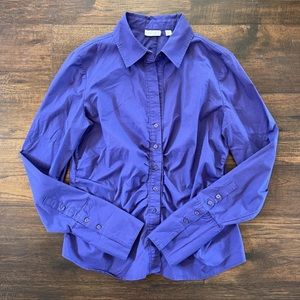 NY & Co Shirred/Gathered Front French Cuff Button Up Shirt
